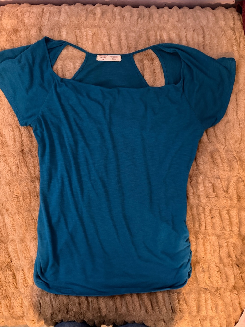 No Boundaries Teal Cold-Shoulder Short Sleeve Tee